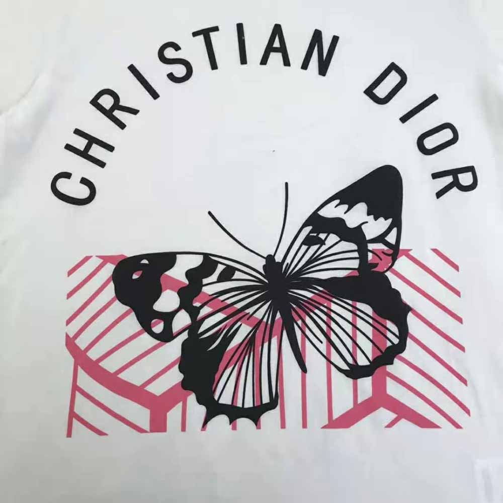Dior Women T-shirt White Cotton Jersey with Fluorescent Pink D-Jungle Pop Motif - image 6
