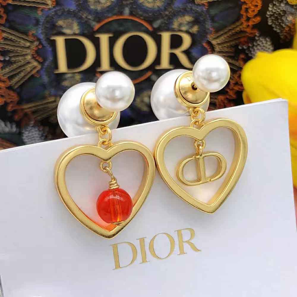 Dior Women Tribales Earrings Gold-Finish Metal with Red Resin Pearls - image 5