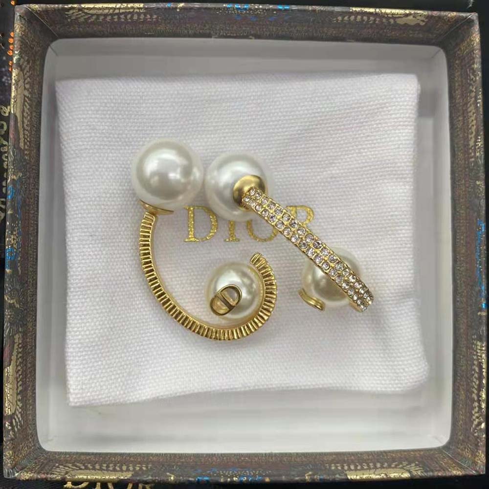 Dior Women Tribales Earrings Gold-Finish Metal with White Resin Pearls - image 4