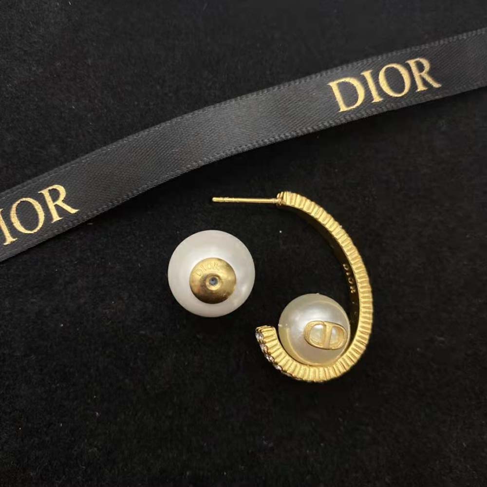 Dior Women Tribales Earrings Gold-Finish Metal with White Resin Pearls - image 7