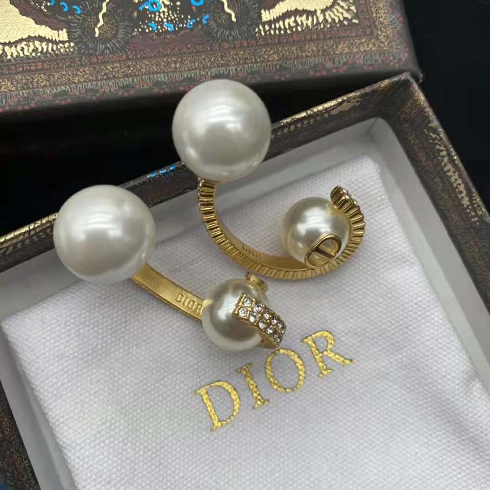 Dior Women Tribales Earrings Gold-Finish Metal with White Resin Pearls - image 6