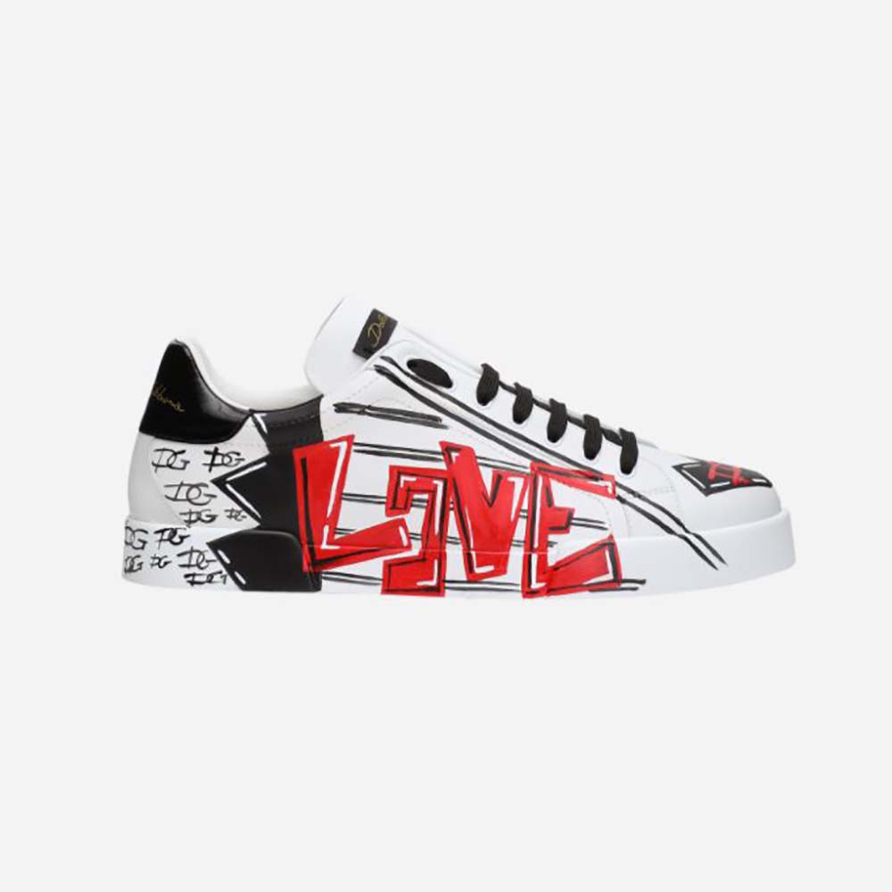 Side profile of Dolce Gabbana D&G Men Limited Edition Valentine s Day Portofino Sneakers