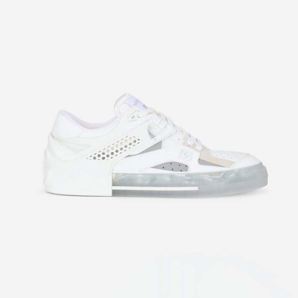 Side profile of Dolce Gabbana D&G Men Mixed-Material Custom 2.Zero Sneakers-White