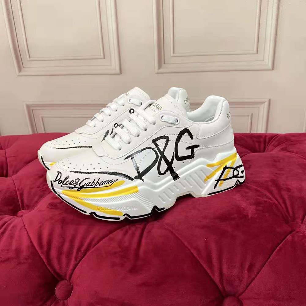 Dolce Gabbana D&G Women Calfskin Nappa Daymaster Sneakers-Yellow - image 4
