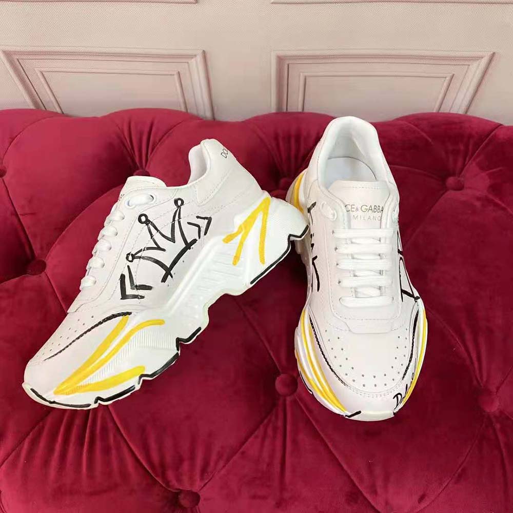 Dolce Gabbana D&G Women Calfskin Nappa Daymaster Sneakers-Yellow - image 7