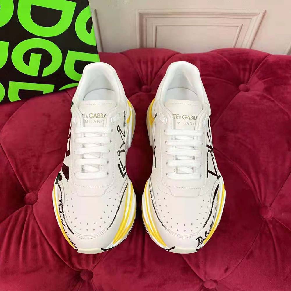 Dolce Gabbana D&G Women Calfskin Nappa Daymaster Sneakers-Yellow - image 8