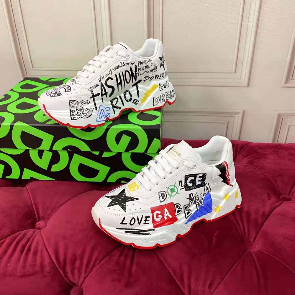 Top-down view showing lace closure on D&G Daymaster black sneakers