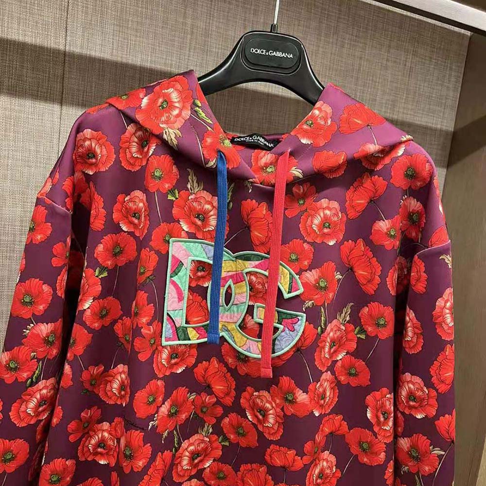 Dolce Gabbana D&G Women Garden-Print Jersey Hoodie-Red - image 5