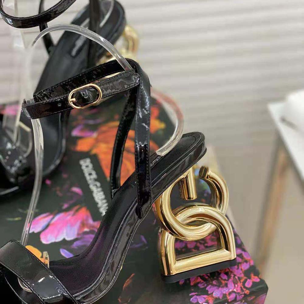 Dolce Gabbana D&G Women Patent Leather Sandals with 3.5 Heel-Black - image 7