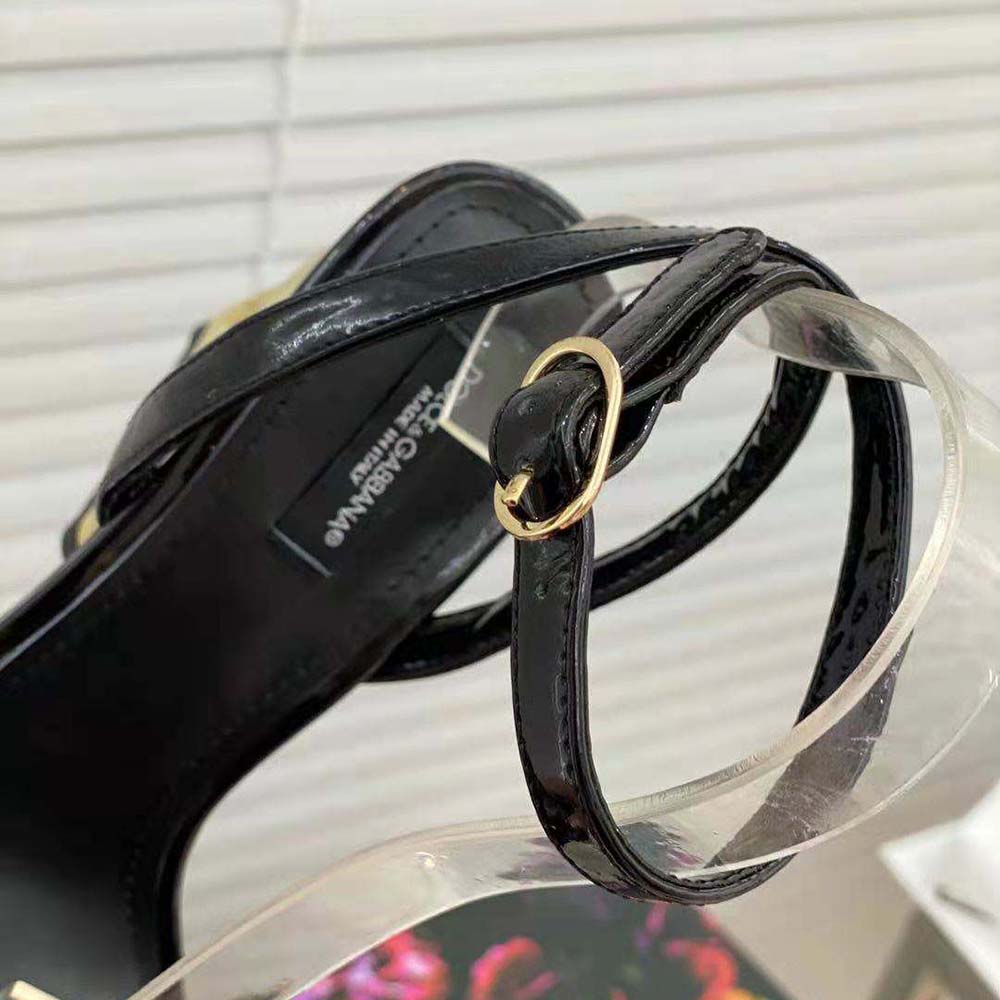 Dolce Gabbana D&G Women Patent Leather Sandals with 3.5 Heel-Black - image 9