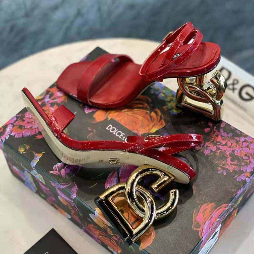 Dolce Gabbana D&G Women Patent Leather Sandals with 3.5 Heel-Red - image 6