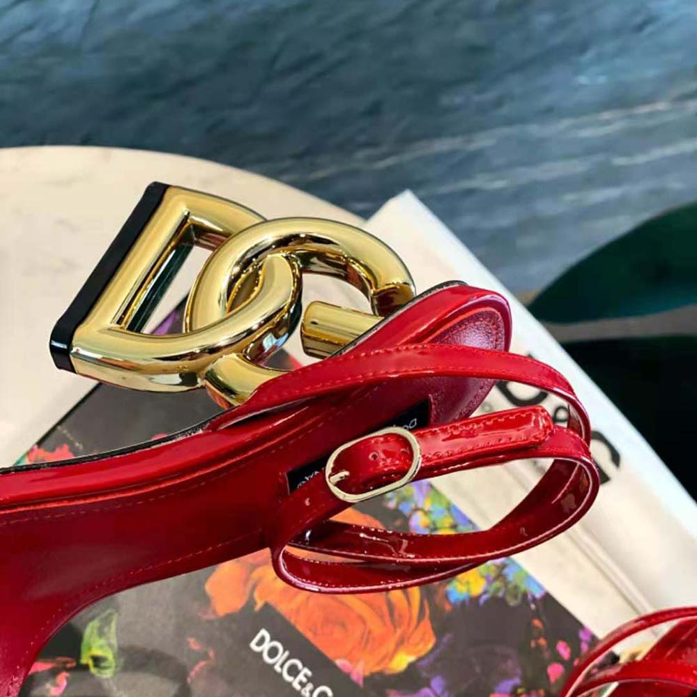 Dolce Gabbana D&G Women Patent Leather Sandals with 3.5 Heel-Red - image 10