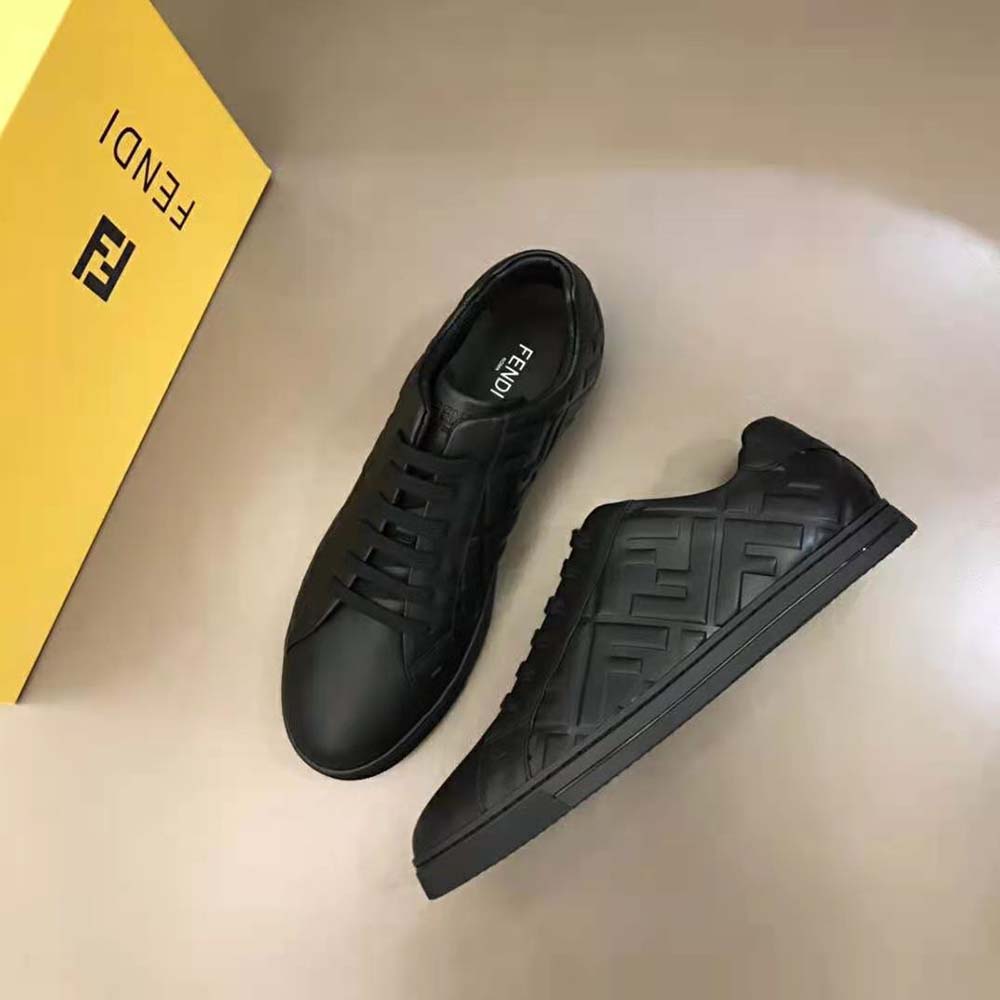 Fendi Men Black Nappa Leather Low-Tops with 3D Macro FF Motif - image 4