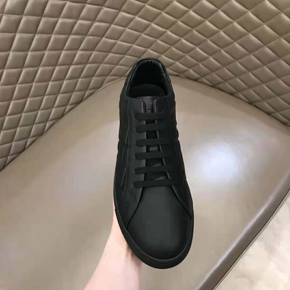 Fendi Men Black Nappa Leather Low-Tops with 3D Macro FF Motif - image 6