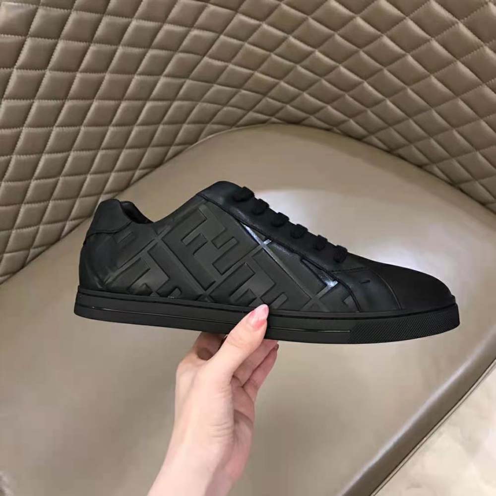 Fendi Men Black Nappa Leather Low-Tops with 3D Macro FF Motif - image 8