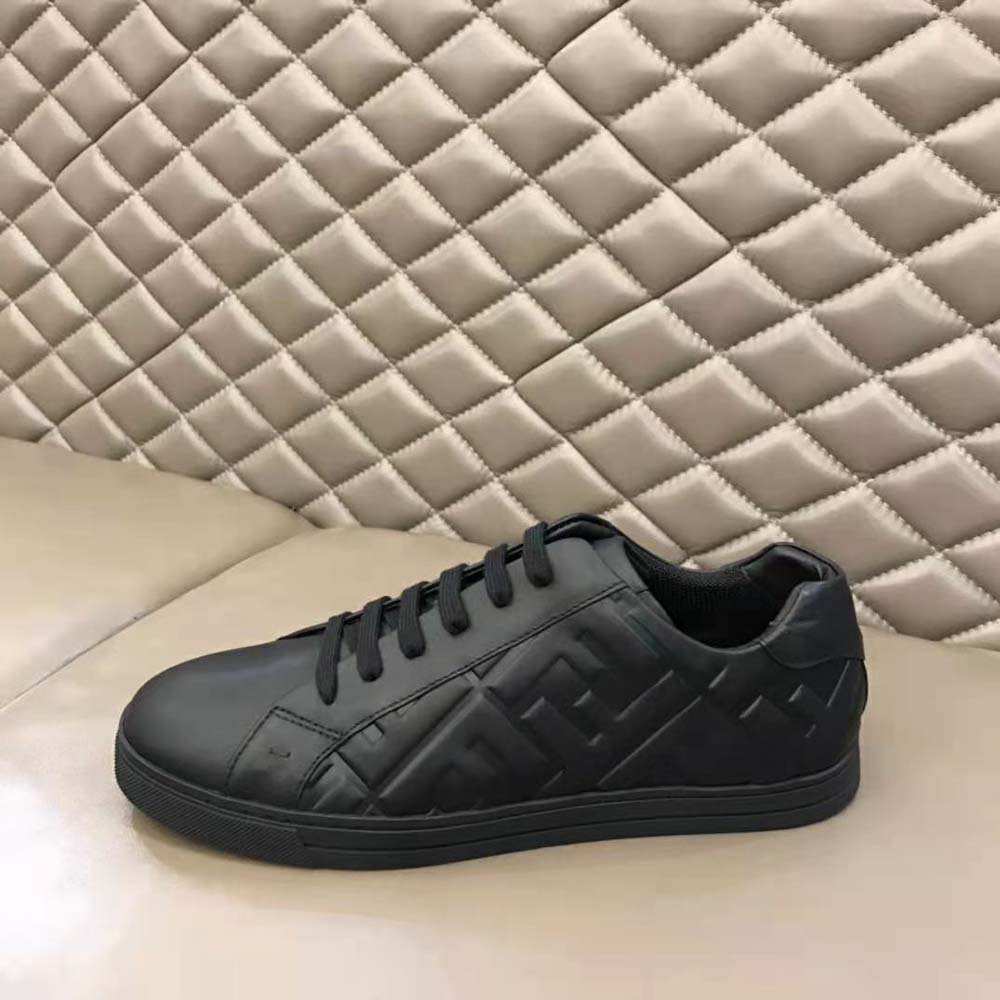 Fendi Men Black Nappa Leather Low-Tops with 3D Macro FF Motif - image 7