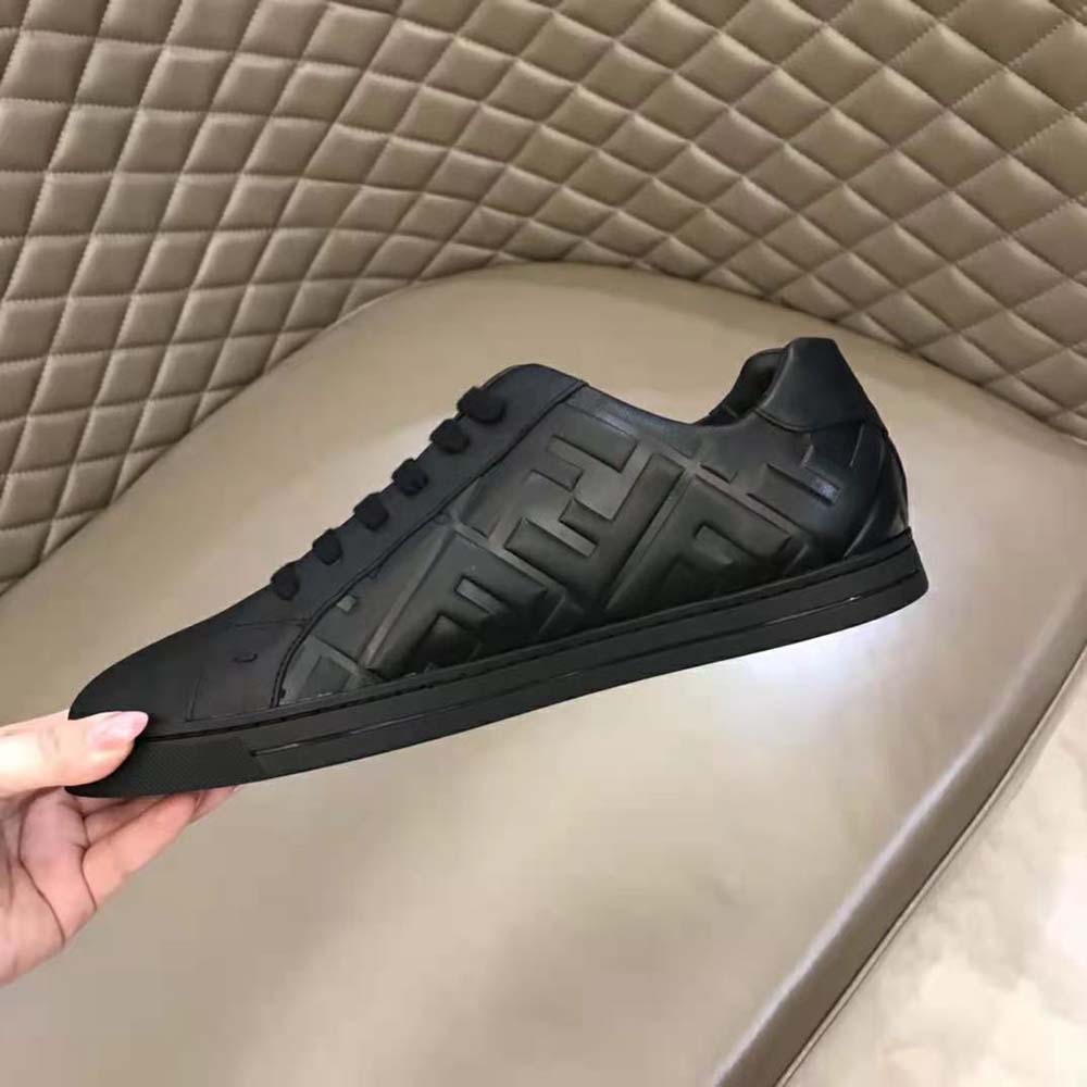Fendi Men Black Nappa Leather Low-Tops with 3D Macro FF Motif - image 9