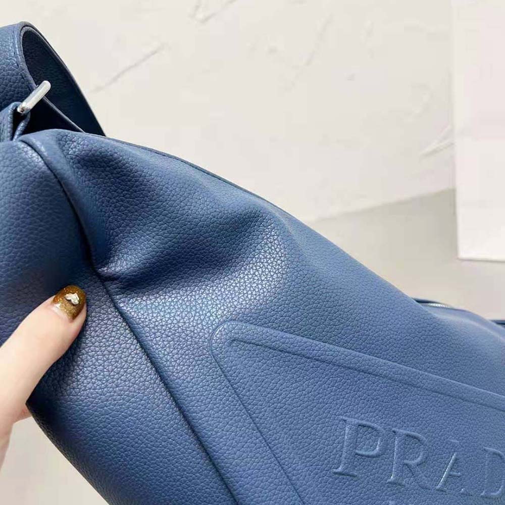Prada Men Leather Prada Triangle Bag-Navy - image 8