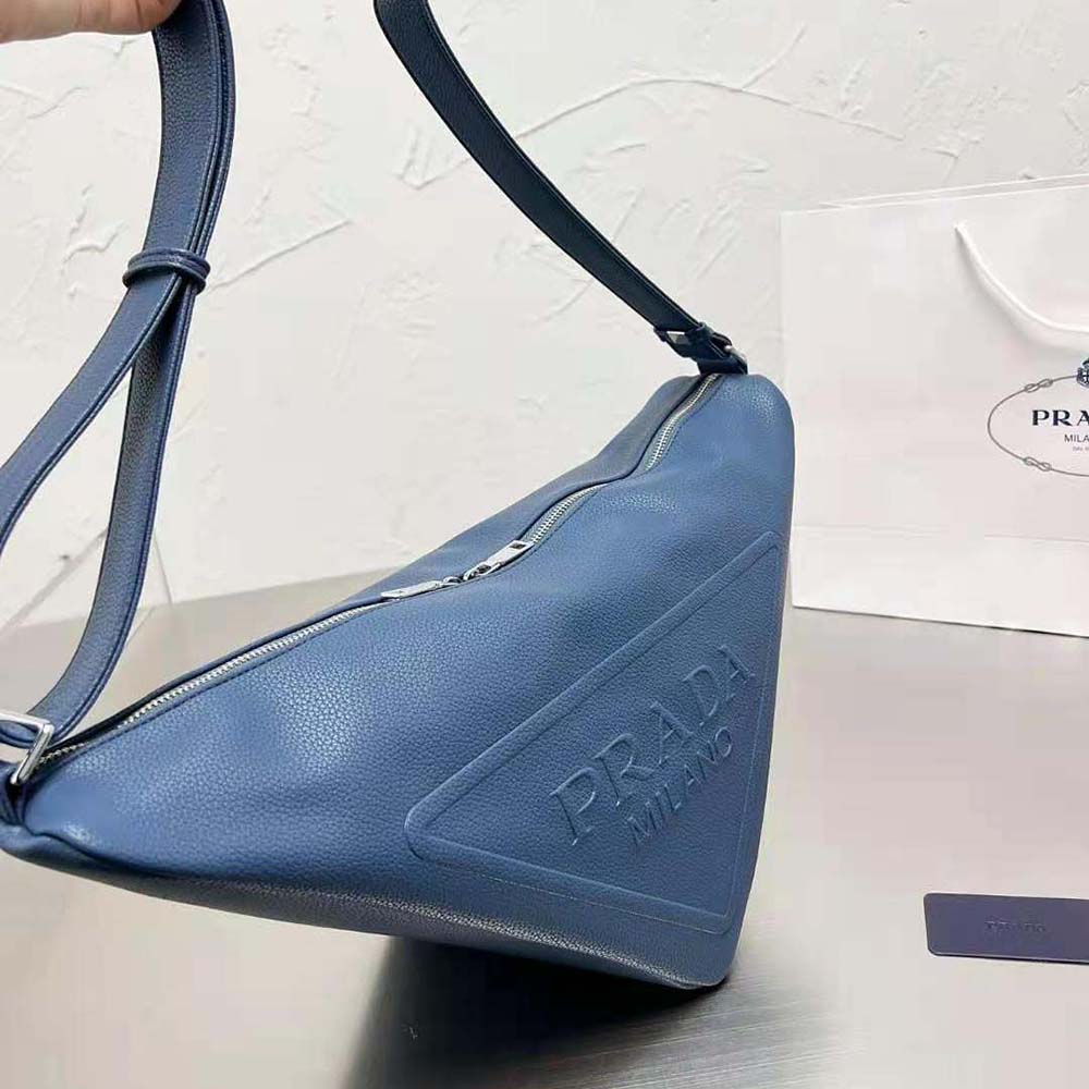 Prada Men Leather Prada Triangle Bag-Navy - image 5