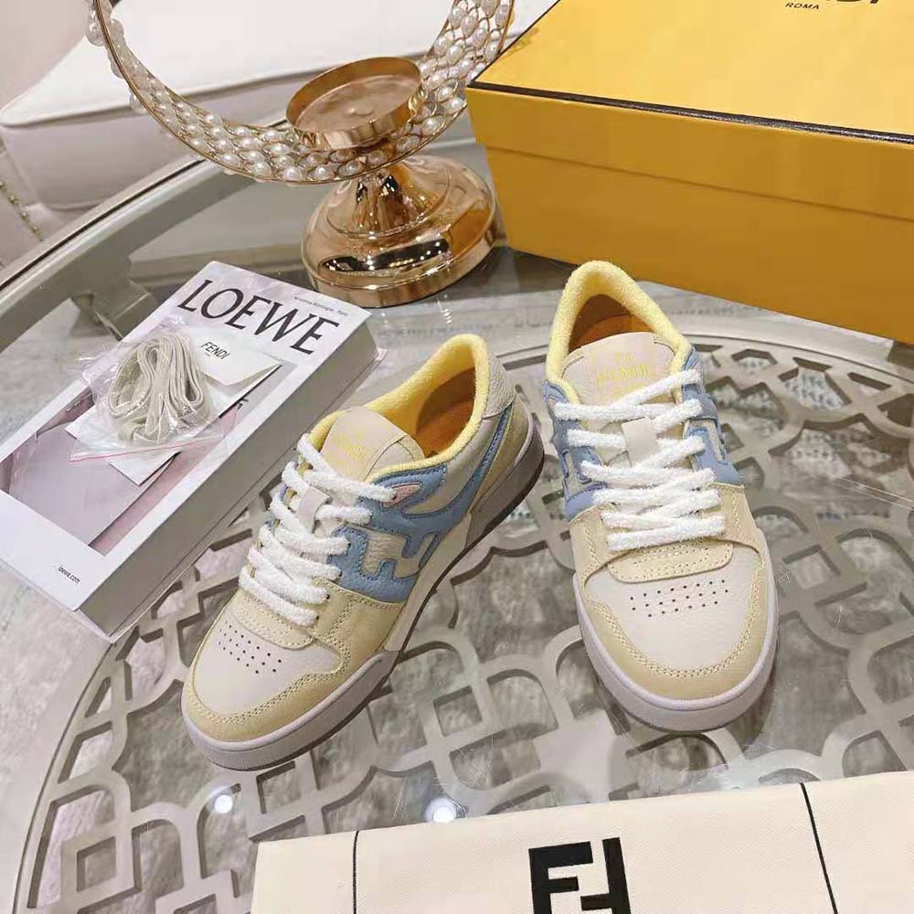 Fendi Men Match Yellow Suede Low-Tops - image 3