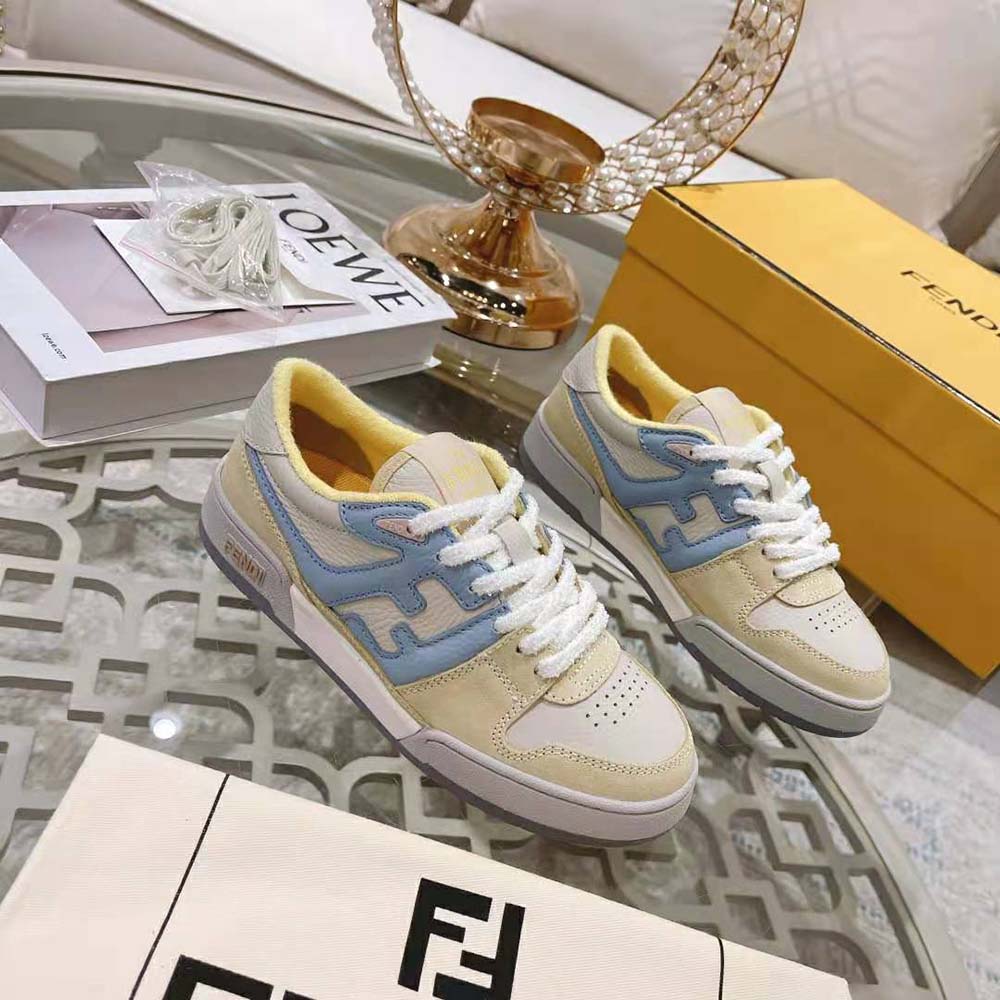 Fendi Men Match Yellow Suede Low-Tops - image 2