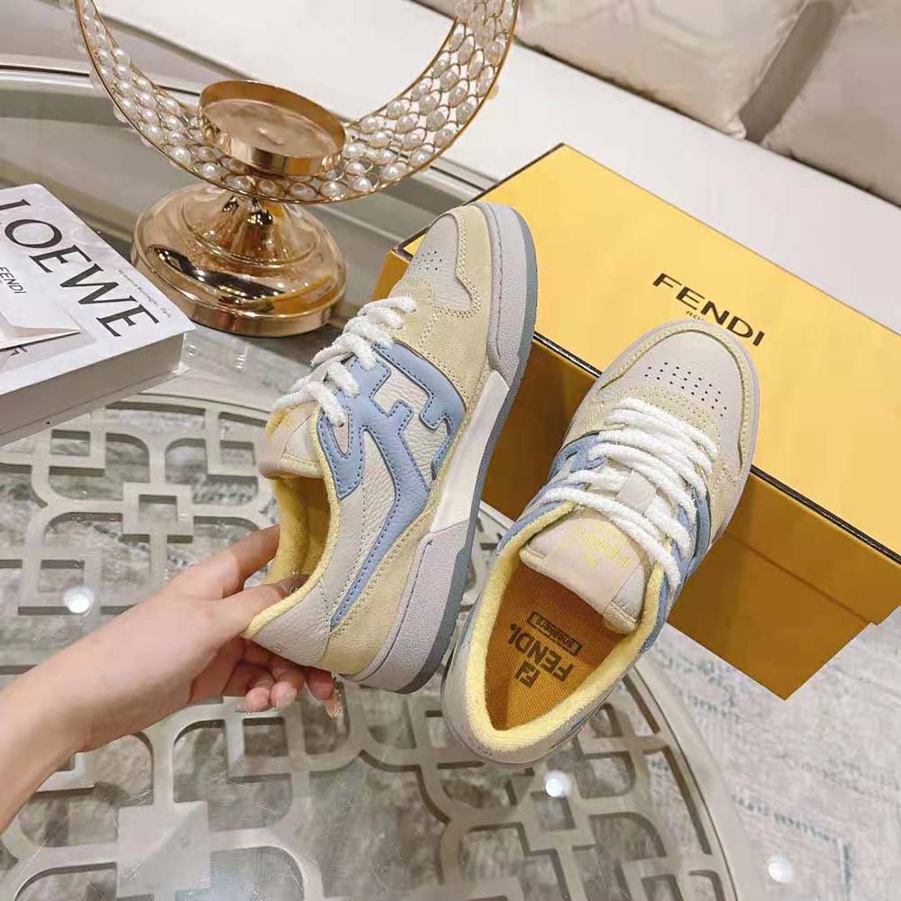 Fendi Men Match Yellow Suede Low-Tops - image 4
