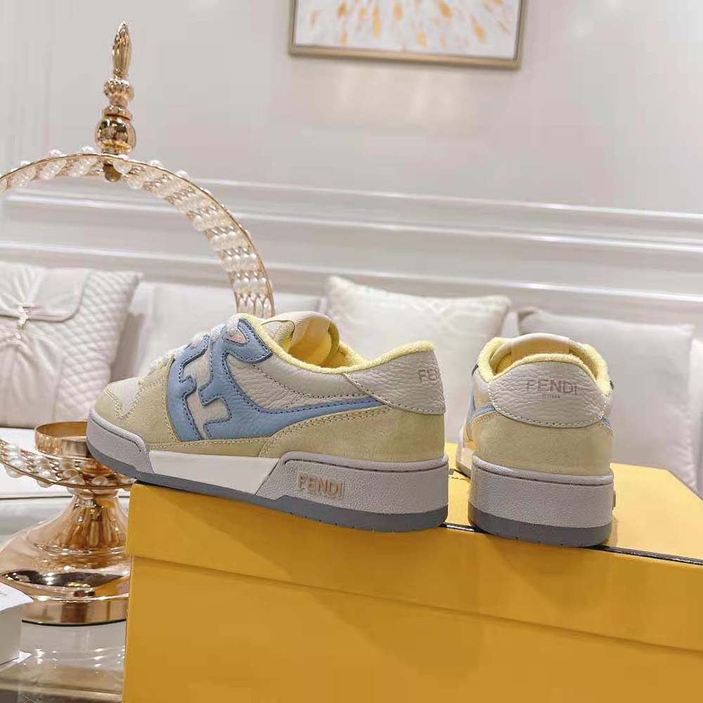 Fendi Men Match Yellow Suede Low-Tops - image 8