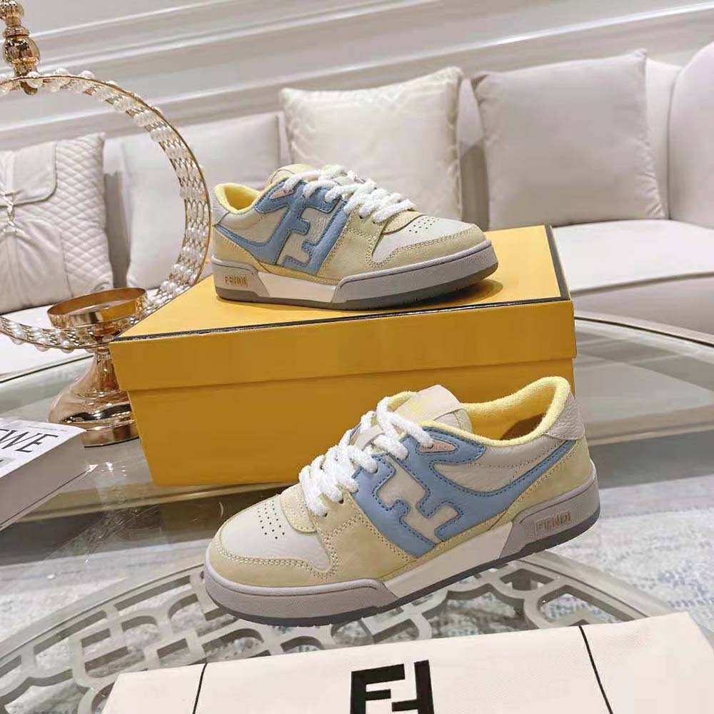 Fendi Men Match Yellow Suede Low-Tops - image 6