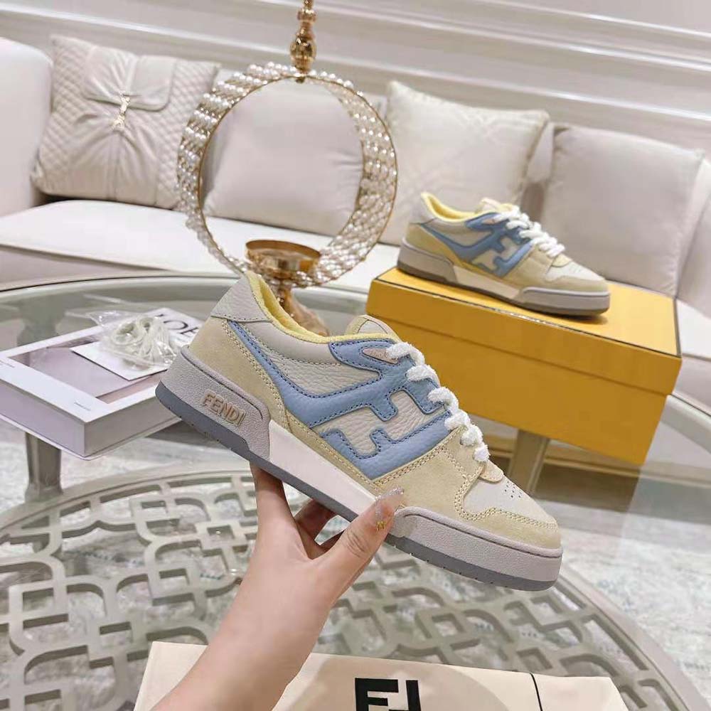 Fendi Men Match Yellow Suede Low-Tops - image 7