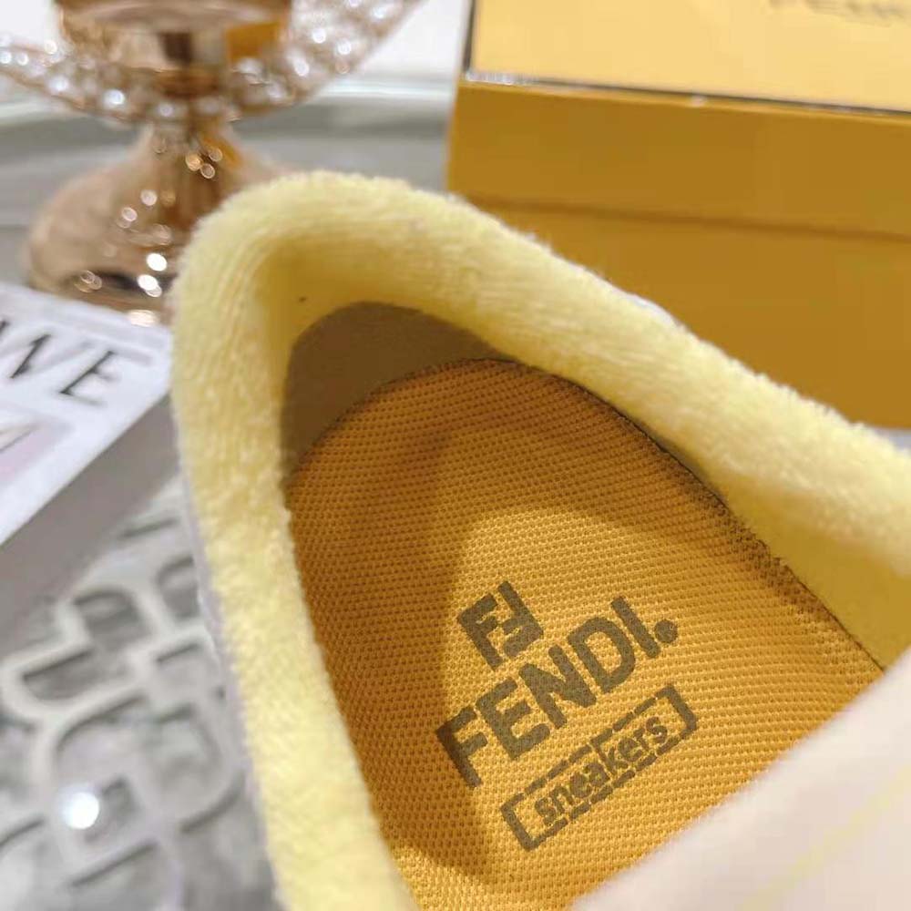 Fendi Men Match Yellow Suede Low-Tops - image 9