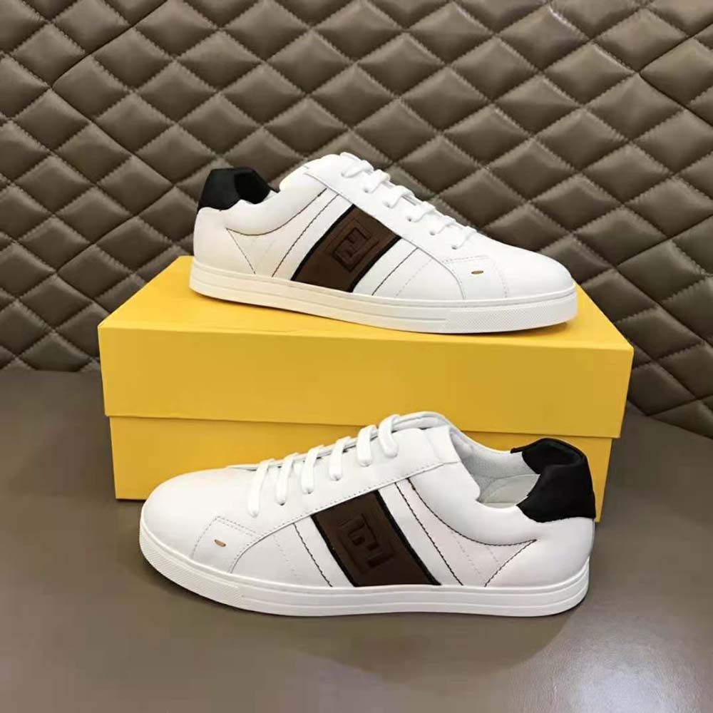 Fendi Men White Leather Low-Tops Sneakers Rubber Box Sole - image 4