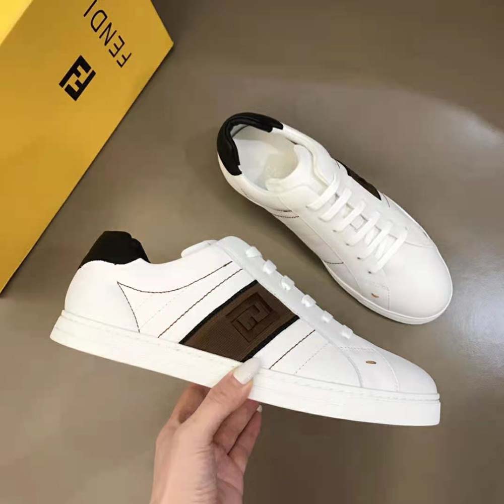 Fendi Men White Leather Low-Tops Sneakers Rubber Box Sole - image 5