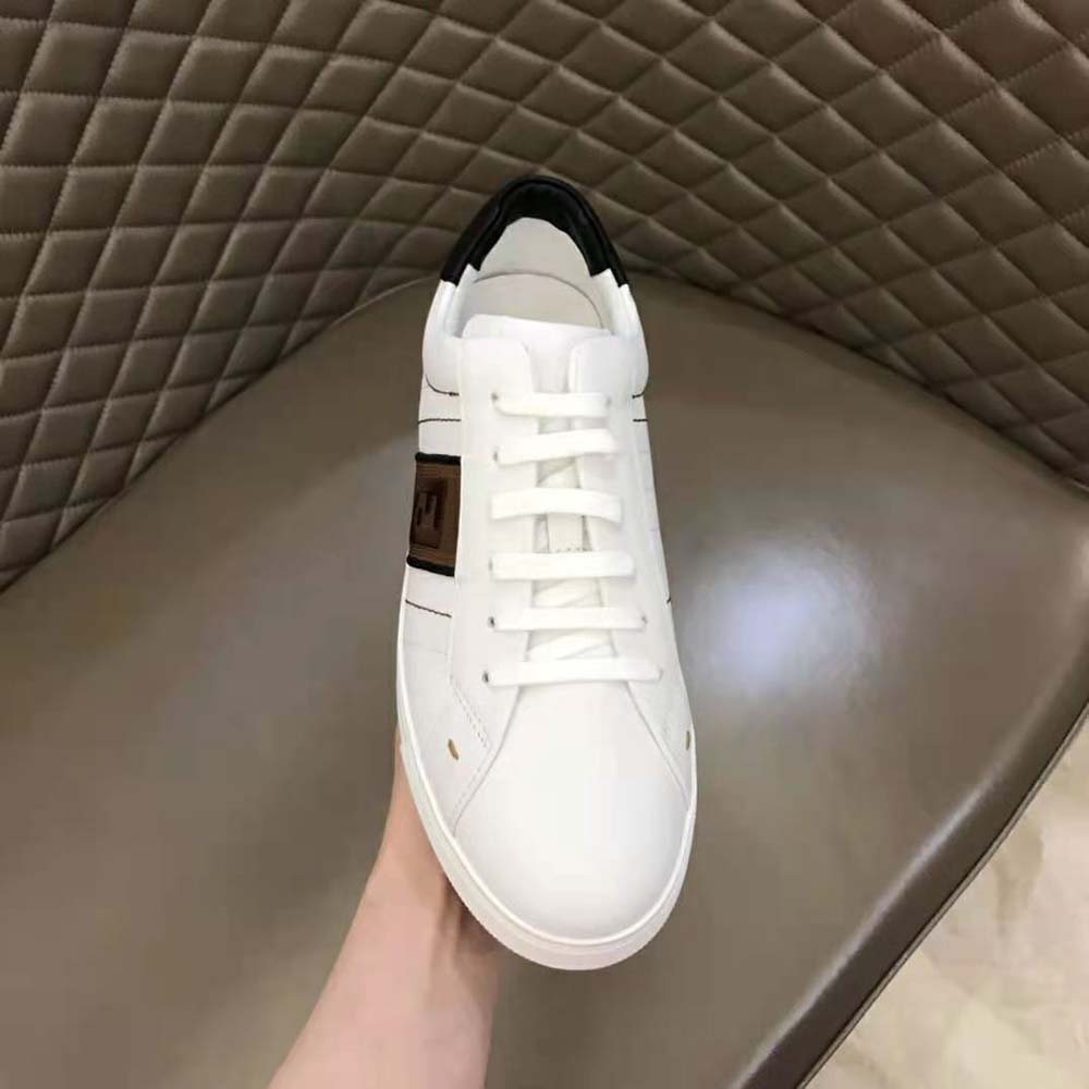 Fendi Men White Leather Low-Tops Sneakers Rubber Box Sole - image 8