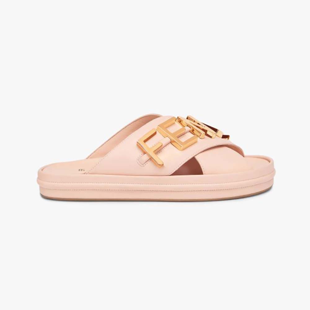 Fendi Women Fendigraphy Pink Leather Slides - image 1