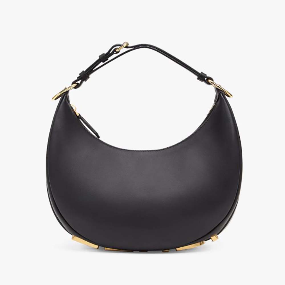 Front angle of Fendi Women Fendigraphy Small Black Leather Bag-Black