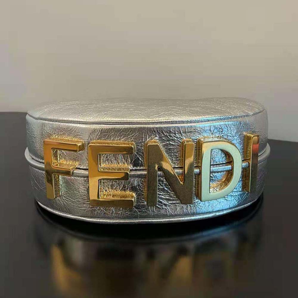 Fendi Women Fendigraphy Small Silver Laminated Leather Bag - image 6