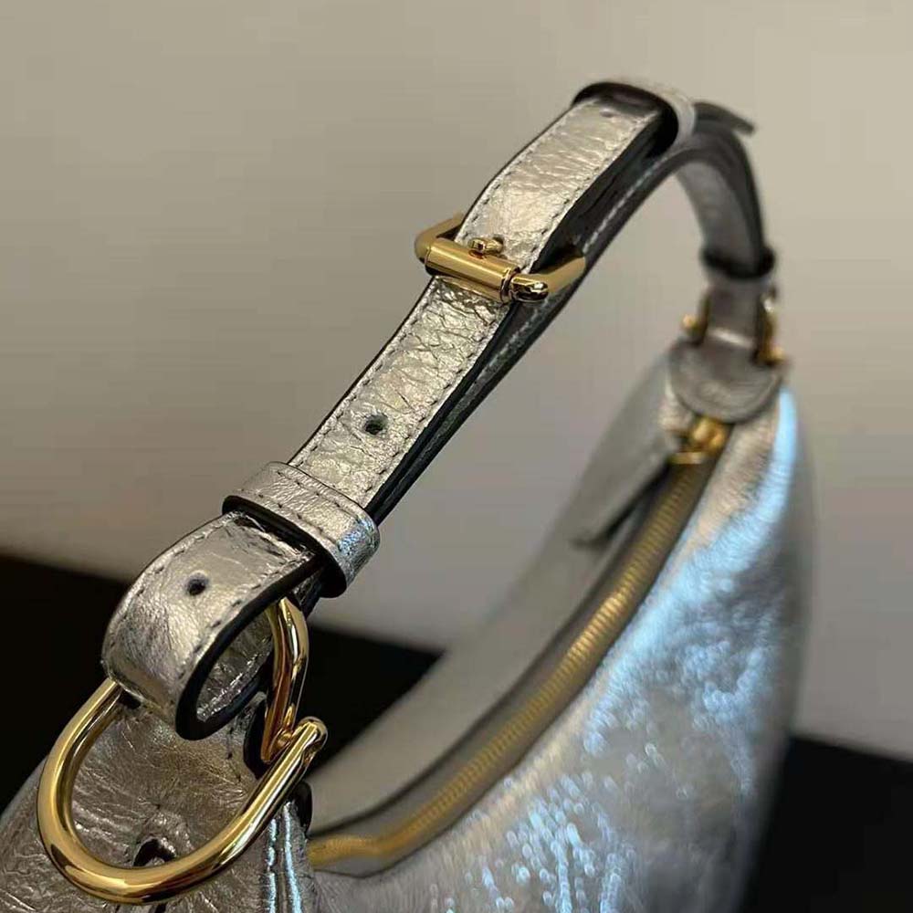 Fendi Women Fendigraphy Small Silver Laminated Leather Bag - image 8