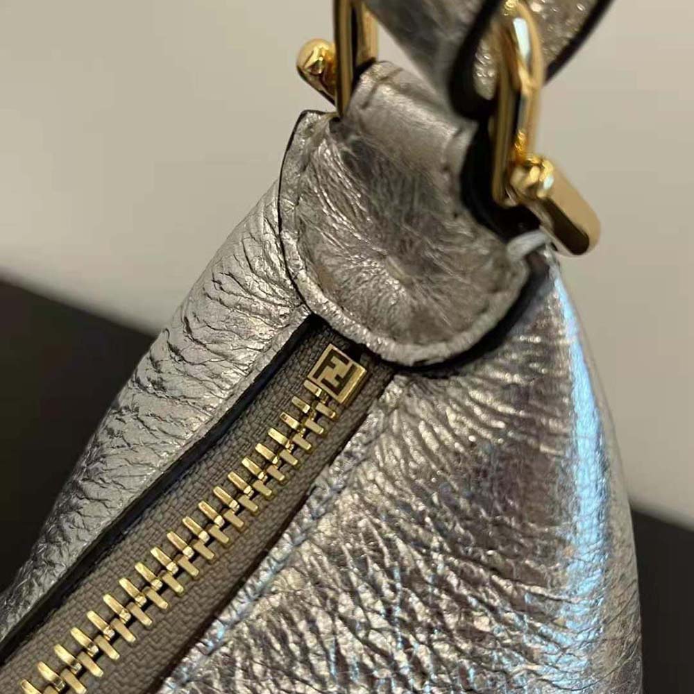 Fendi Women Fendigraphy Small Silver Laminated Leather Bag - image 7