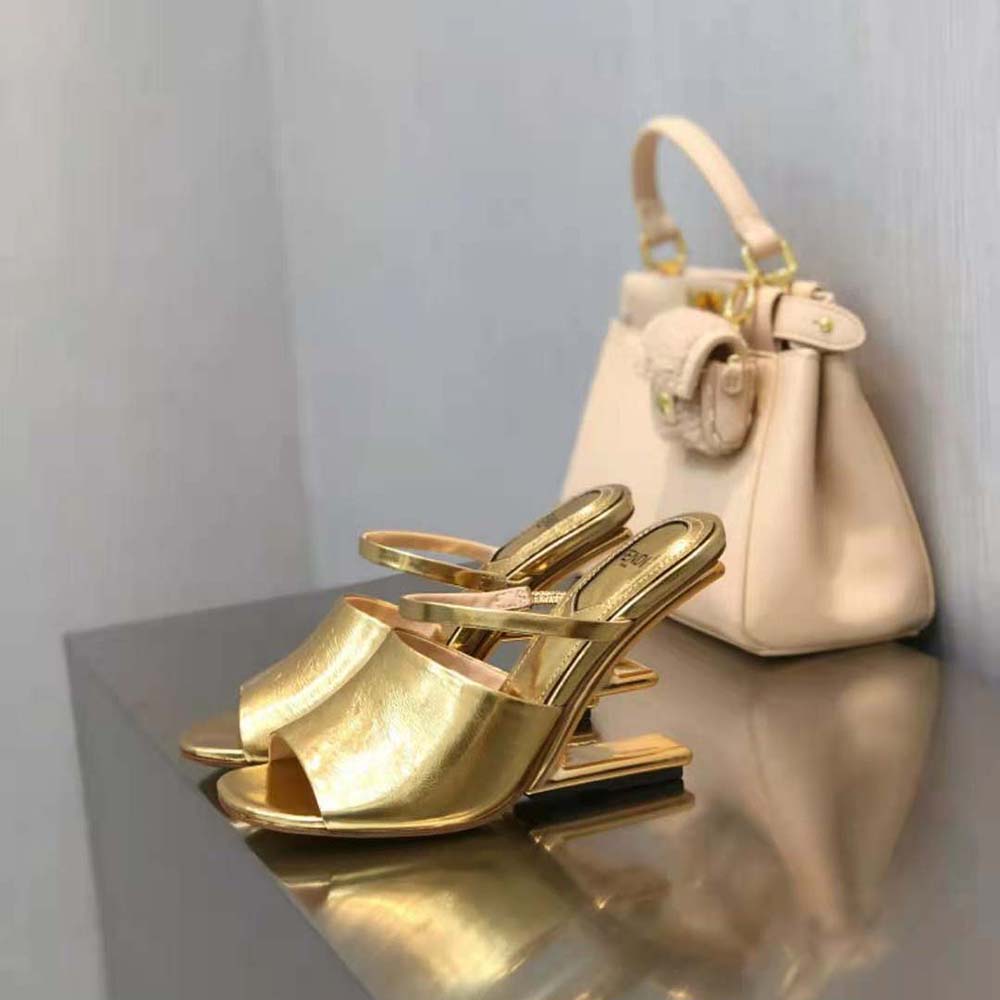 Fendi Women First Gold Nappa Leather High-Heeled Sandals - image 4