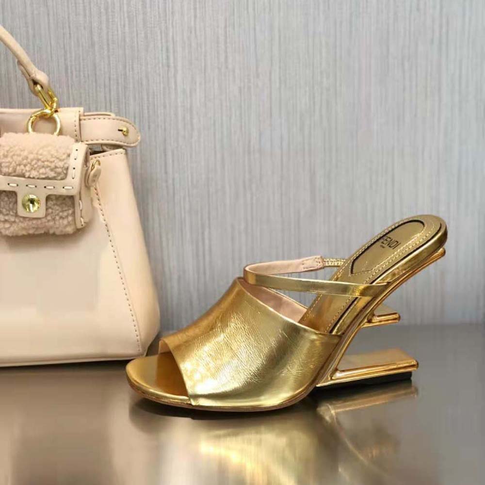 Fendi Women First Gold Nappa Leather High-Heeled Sandals - image 7