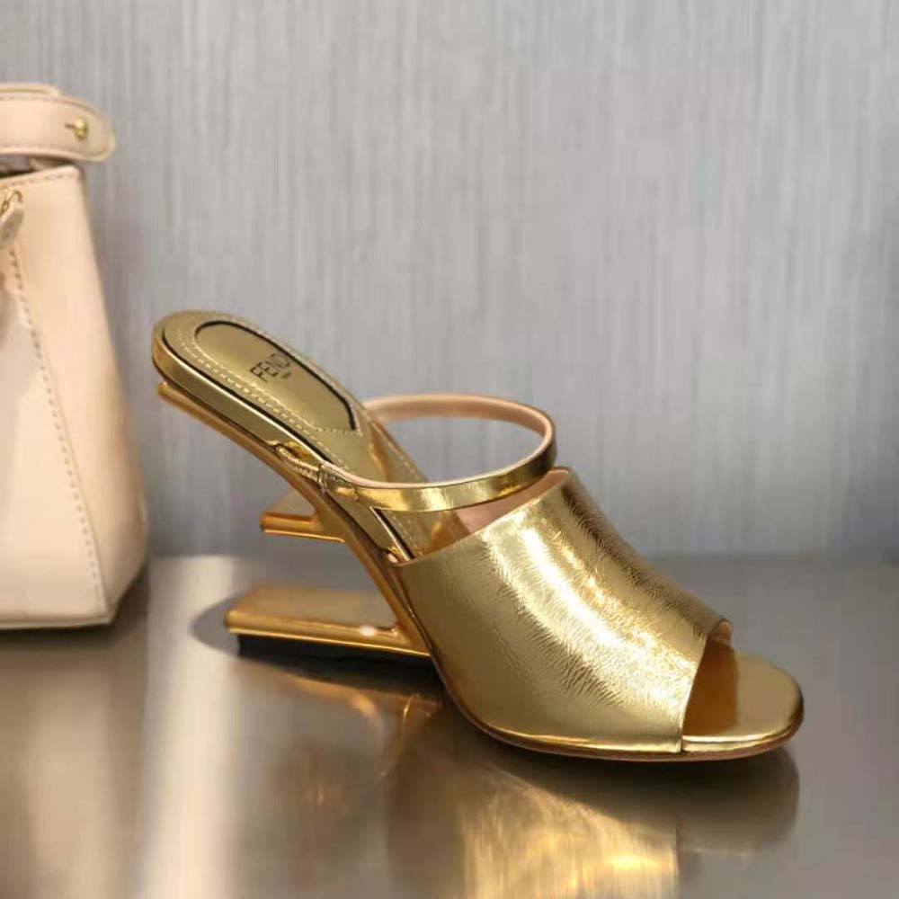 Fendi Women First Gold Nappa Leather High-Heeled Sandals - image 6