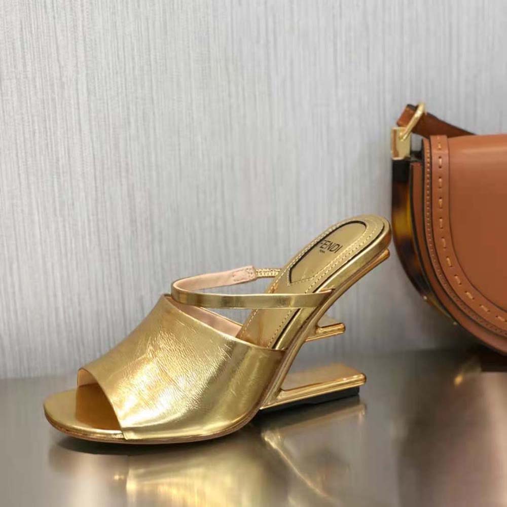 Fendi Women First Gold Nappa Leather High-Heeled Sandals - image 5