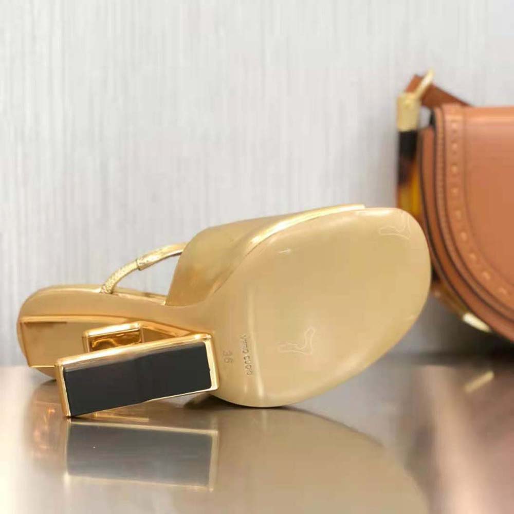 Fendi Women First Gold Nappa Leather High-Heeled Sandals - image 9