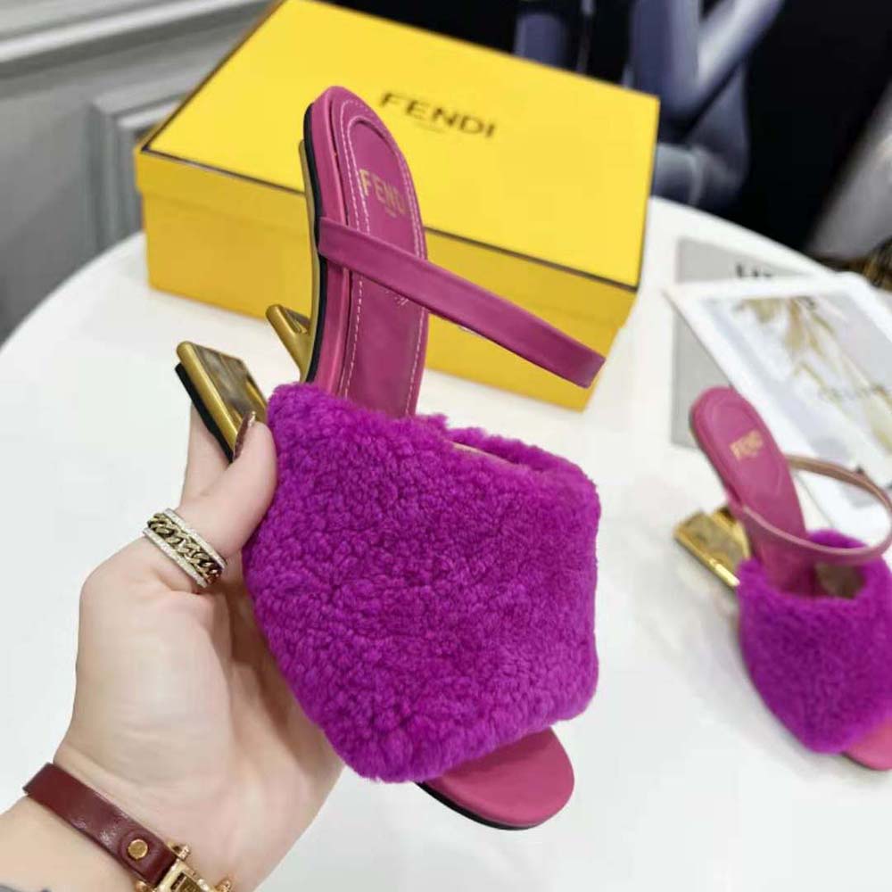 Fendi Women First Purple Sheepskin High-Heeled Sandals - image 6