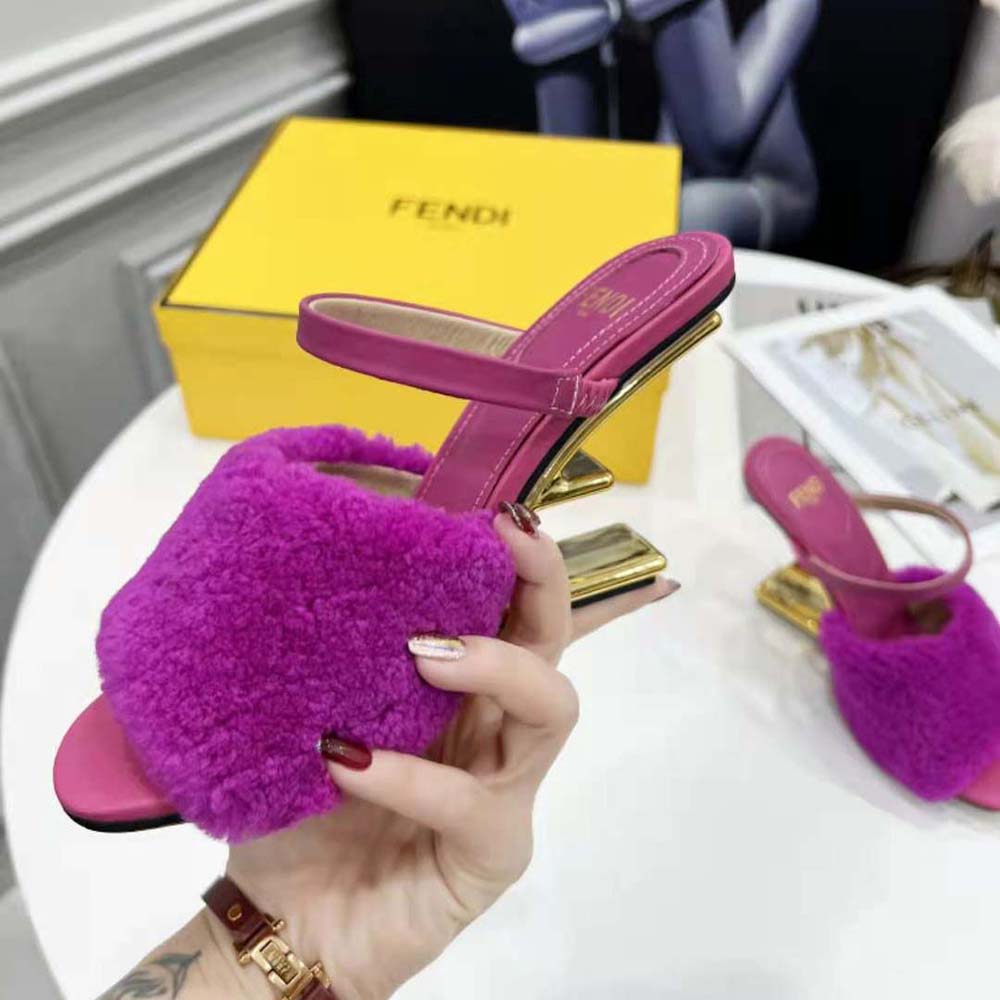 Fendi Women First Purple Sheepskin High-Heeled Sandals - image 5