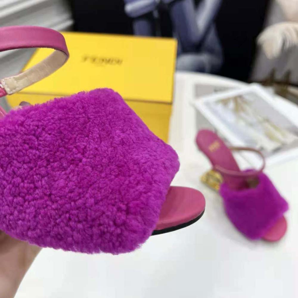 Fendi Women First Purple Sheepskin High-Heeled Sandals - image 7