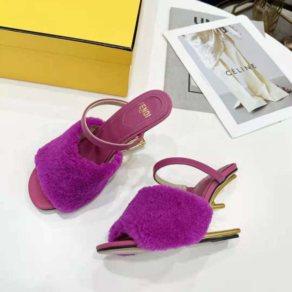 Fendi Women First Purple Sheepskin High-Heeled Sandals - image 4