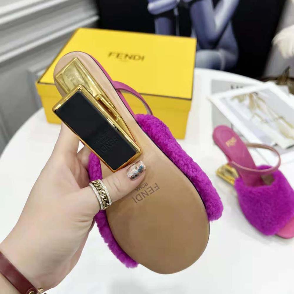 Fendi Women First Purple Sheepskin High-Heeled Sandals - image 10