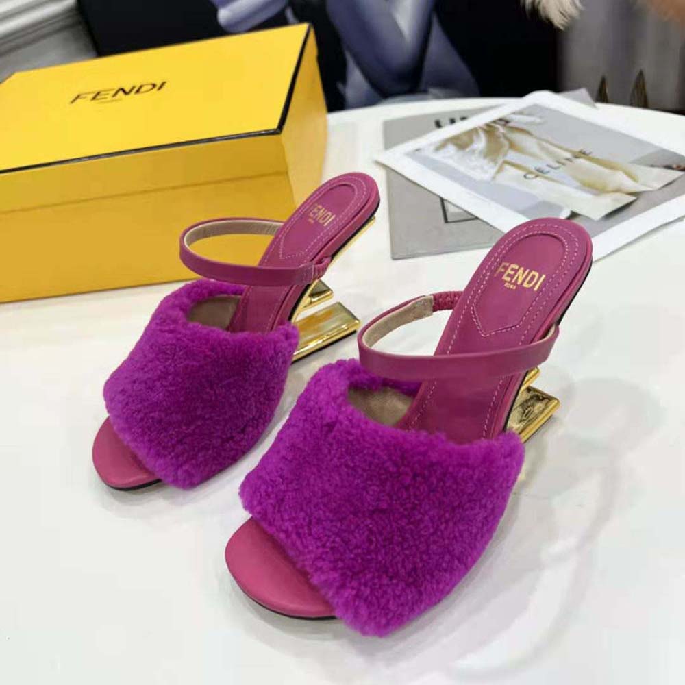 Rear angle showing leather-covered heel on Fendi Women First sandals