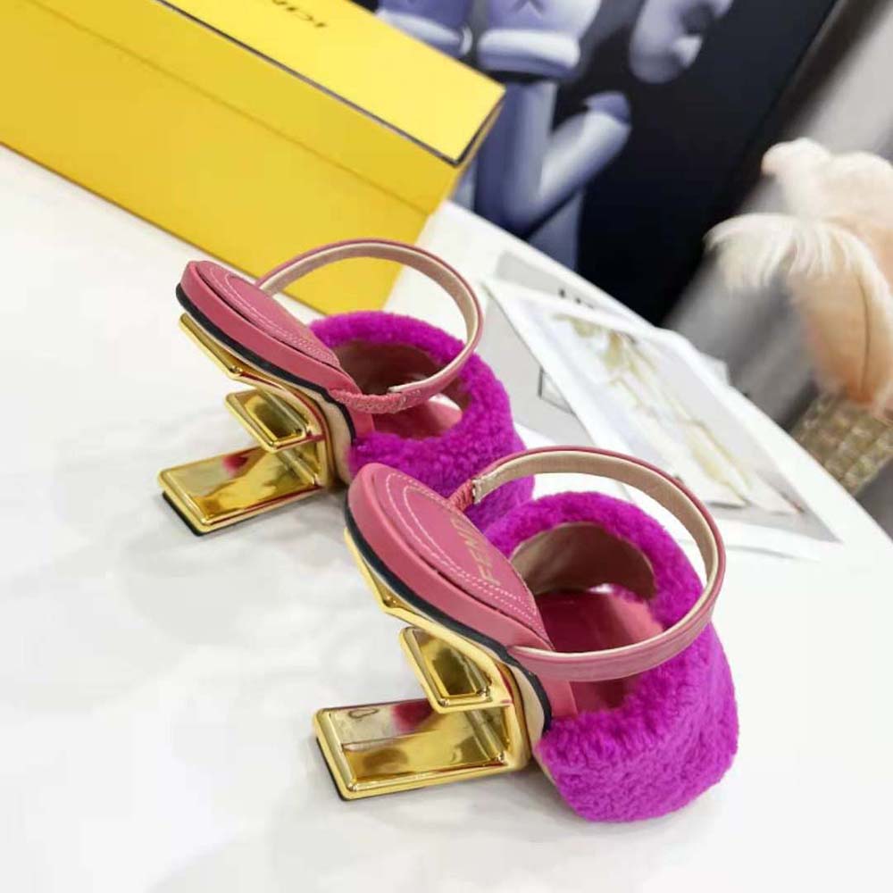 Fendi Women First Purple Sheepskin High-Heeled Sandals - image 8